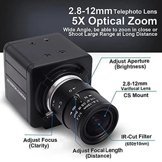Alt view image 2 of 5 - SVPRO 2.8-12mm Manual Zoom Lens 1080P Full HD Webcam Wide Angle Portable PC Computer USB Camera for Streaming with CMOS OV2710 Sensor for Windows,Android,Linux, MAC OS,1/4 Inches Screw Mount