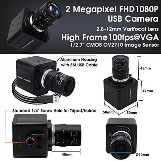 Alt view image 5 of 5 - SVPRO 2.8-12mm Manual Zoom Lens 1080P Full HD Webcam Wide Angle Portable PC Computer USB Camera for Streaming with CMOS OV2710 Sensor for Windows,Android,Linux, MAC OS,1/4 Inches Screw Mount