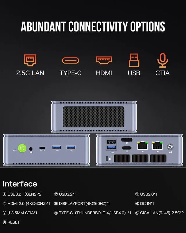 Alt view image 3 of 5 - GMKtec Nucbox K6 Gaming Mini PC 32GB DDR5 5600MHz 2TB PCIe4.0 - AMD Ryzen 7 7840HS Mini Desktop Computers with Radeon 780M Graphics 4mn AI Chip - Dual 2.5GbE NIC LAN, Triple Display