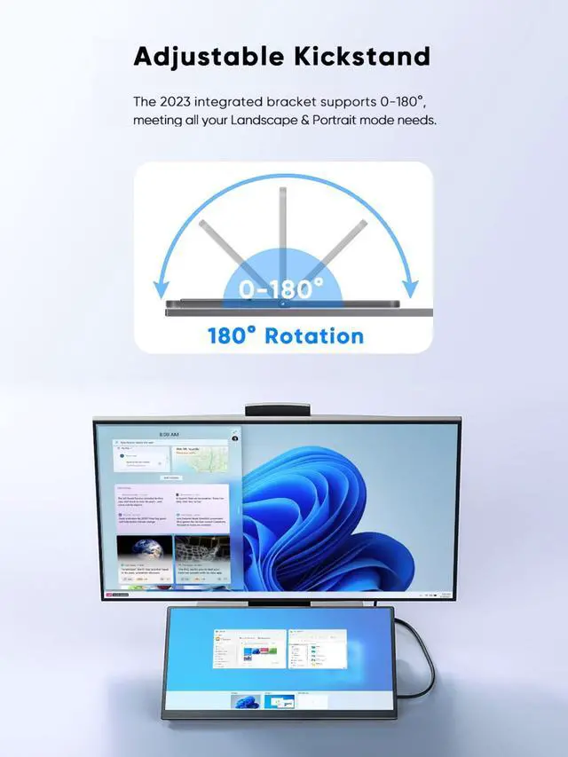 Alt view image 4 of 5 - sibolan 18.5'' Full HD Portable Monitor with Smart Cover & HDR, USB-C and HDMI Connectivity - Ideal for Laptop, PC, Phone, Mac, Gaming, and Travel