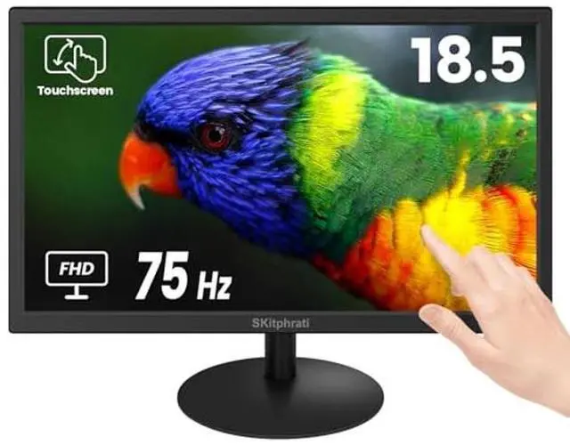 Main image of SKitphrati18.5 Inch Touchscreen Monitor 1366x768, VESA Wall Mountable, 10-Points Computer Touch Screen PC Display with Type-B HDMI VGA Port, 75Hz Desktop Touch Display, Black