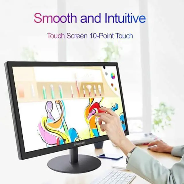 Alt view image 3 of 5 - SKitphrati18.5 Inch Touchscreen Monitor 1366x768, VESA Wall Mountable, 10-Points Computer Touch Screen PC Display with Type-B HDMI VGA Port, 75Hz Desktop Touch Display, Black