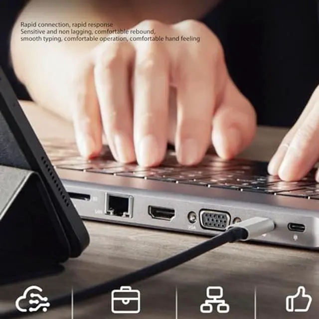 Alt view image 2 of 5 - Tangxi Wired Keyboard with USB Hub, 11 in 1 USB C 78 Keys Computer Keyboard, Multifunctional 4K 10Gbps 1000Mbps 100W PD USB C Docking Station, Plug and Play