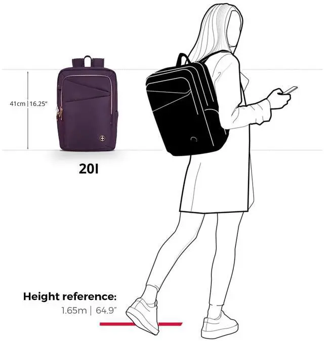 Alt view image 3 of 5 - Swissdigital Design College Backpack For Women, Fits 15.6 Inch Laptop Bookbags With USB Charging Port, Large Backpacks For Students, Purple l KATY ROSE
