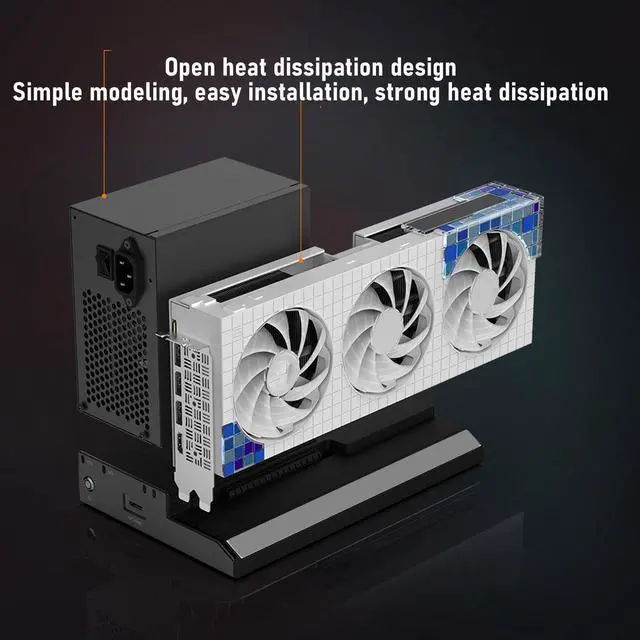 Alt view image 5 of 5 - GPU Enclosure for Laptop with Oculink Interface, Oculink 64Gbps External GPU Dock Station, PCIE X16 Interface, Support ATX SFX Standard Power Supply, for Win 10 64 bit