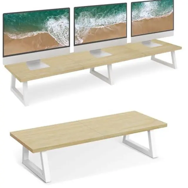 Main image of TEAMIX 42 inch+24 inch Monitor Stand Wood & Steel Desktop Riser for for Desktop Office Desk Organizers