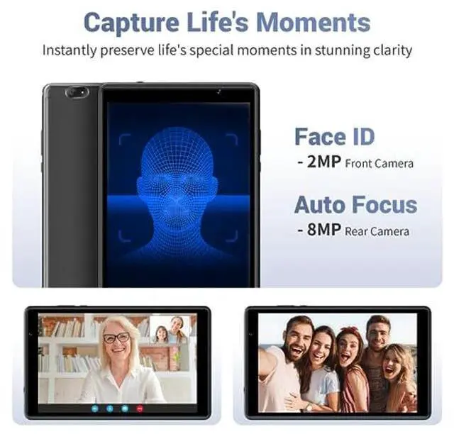 Alt view image 4 of 5 - Topsand Latest Android 13 Tablet, 8 Inch Tablet Quad-Core 2.0 GHz Processor with 64GB Storage, 1TB Expandable, Dual Auto Focus Camera with Face ID Unlock, GPS, Parental Control, 2.4G & 5G WiFi