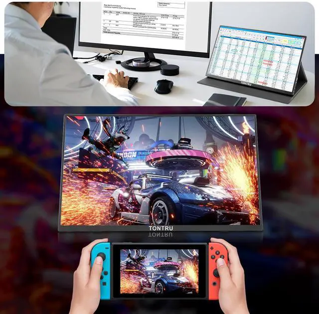 Alt view image 5 of 5 - TONTRU 15.6" Portable Monitor Full HD 1080p, USB-C & HDMI Connectivity, Ultra-Slim Design, Built-in Speakers, Compatible with Laptop, PC, Gaming Consoles