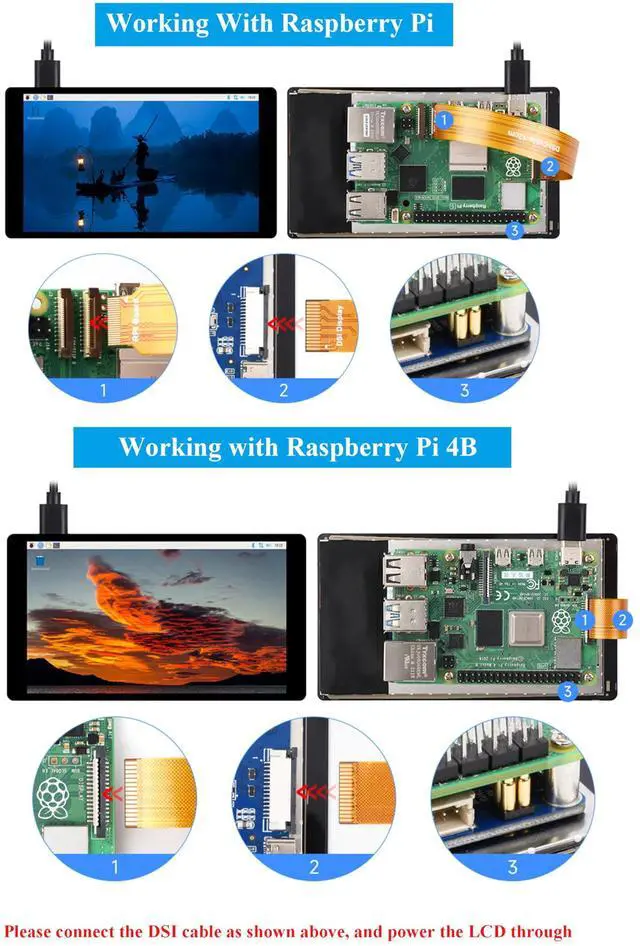 Alt view image 3 of 5 - UeeKKoo 5inch DSI LCD Touch Screen 720 x 1280 IPS Capacitive Display Compatible with Raspberry Pi 5/4B/3B+/CM4/3+/3, Optical Bonding Toughened Glass Panel, DSI Interface, 5-Point Touch
