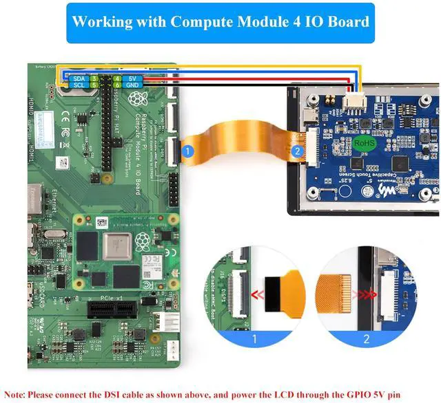 Alt view image 4 of 5 - UeeKKoo 5inch DSI LCD Touch Screen 720 x 1280 IPS Capacitive Display Compatible with Raspberry Pi 5/4B/3B+/CM4/3+/3, Optical Bonding Toughened Glass Panel, DSI Interface, 5-Point Touch