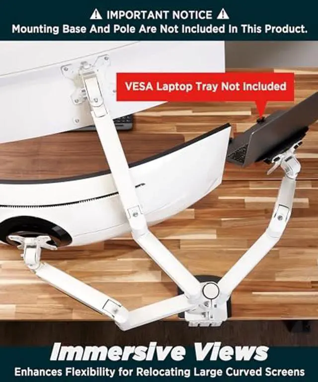 Alt view image 4 of 5 - ULTRARM Laptop and Monitor Stand Heavy Duty Monitor Arm for Ultawide Monitors up to 57" and 44 lbs, Laptop up to 17", Modular Extension Arms