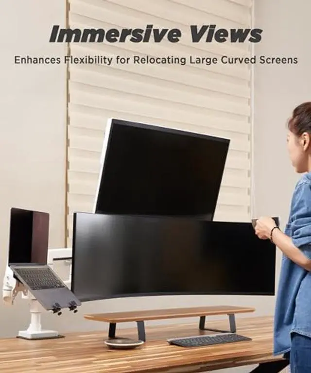 Alt view image 5 of 5 - ULTRARM Laptop and Monitor Stand Heavy Duty Monitor Arm for Ultawide Monitors up to 57" and 44 lbs, Laptop up to 17", Modular Extension Arms