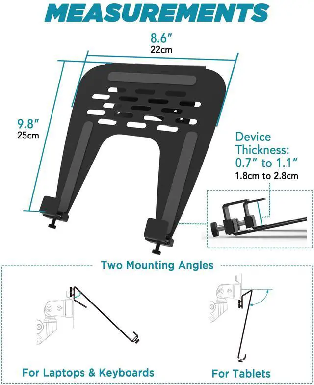 Alt view image 4 of 5 - ULTRARM Laptop and Monitor Stand Heavy Duty Monitor Arm with Reinforcement Plate for Ultawide Monitors up to 57" and 44 lbs, Laptop up to 17", Modular Extension Arms