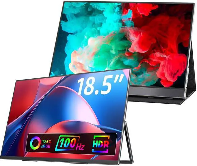 Main image of VisionOwl Portable Monitor Bundle 18.5inch 100Hz & 15.6inch 60Hz 1080P FHD Portable Screen USB-C HDMI IPS HDR Computer Display with Speaker for Laptop PC MacBook Surface Xbox PS5
