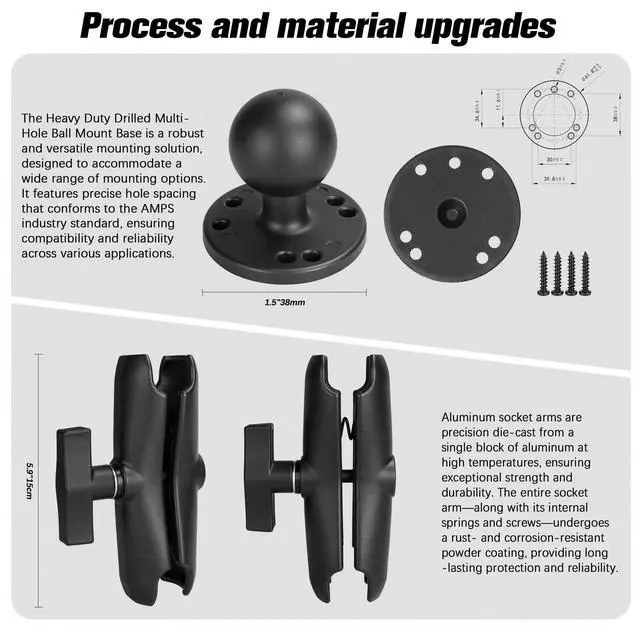 Alt view image 4 of 5 - VINmounts Aluminum Heavy Duty Tablet Mount for Truck, Drill Base Tablet Holder for Car, Compatible with 7.5''-10.2'' Tablets/iPad, iPad Car Mount for Truck, Boat, Dashboard.