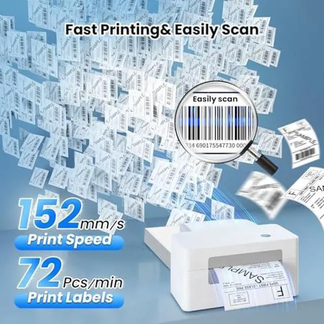 Alt view image 3 of 5 - vretti USB Shipping Label Printer - 4x6 Thermal Label Printer for Small Business, Compatible with Windows,Mac,Linux and ChromeOS, Supports Barcodes, Shipping Labels, Mailing Labels, Etc.