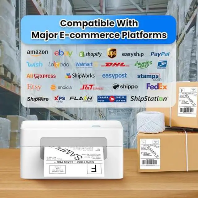 Alt view image 5 of 5 - vretti USB Shipping Label Printer - 4x6 Thermal Label Printer for Small Business, Compatible with Windows,Mac,Linux and ChromeOS, Supports Barcodes, Shipping Labels, Mailing Labels, Etc.
