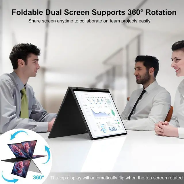 Alt view image 4 of 5 - wisecoco 18.5'' 120Hz FHD 1080P Dual Triple Portable Monitor IPS USB-C HDMI HDR Secondary Display Foldable Laptop PC Gaming Monitor 100% sRGB Windows Mac Android Plug&Play Flip S8