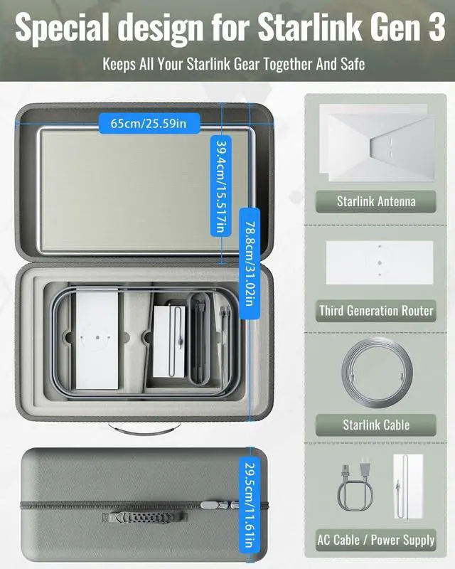 Alt view image 3 of 5 - Starlink Travel Case Compatible with Starlink Gen2,AstroniSync Starlink Travel Case Keeps All Your Starlink Kits Together and Safe,Anti-dust & Water Bag for Starlink Gen 2