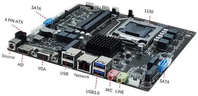 Alt view image 4 of 5 - H81 LGA 1150 Motherboard, Channel DDR3 Micro ITX Computer Motherboard, M.2 Support, 2 SATA Gaming Motherboard for Core I3 I5 I7 4th 5th Generation CPU