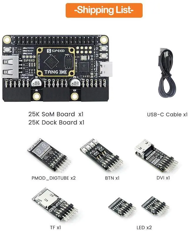 Alt view image 2 of 5 - youyeetoo Sipeed Tang Primer 25K Dock FPGA Development Board MCU, RISCV, Modularisation, Gowin GW5A, PMOD SDRAM, 23K LUT4, MIPI 2.5Gbps (25K Pmod Paket)