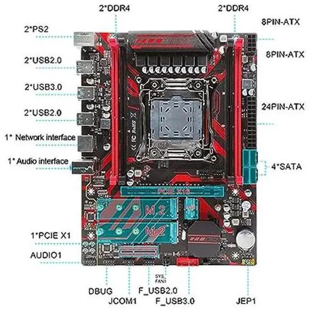 Alt view image 5 of 5 - Zunate X99 LGA 2011 V3 Motherboard with 4 DDR4 Slots, M.2 Slots, LAN Card, Multiple Expansion Slots, Supports Core i7 and E5 V3 V4 Series Processors