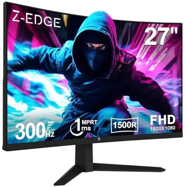 Main image of Z-Edge 27 Inch Curved Gaming Monitor 300Hz, 1ms 16:9 FHD 1080P Frameless, UG27S Freesync Eye Care, 2Display Port, 2HDMI
