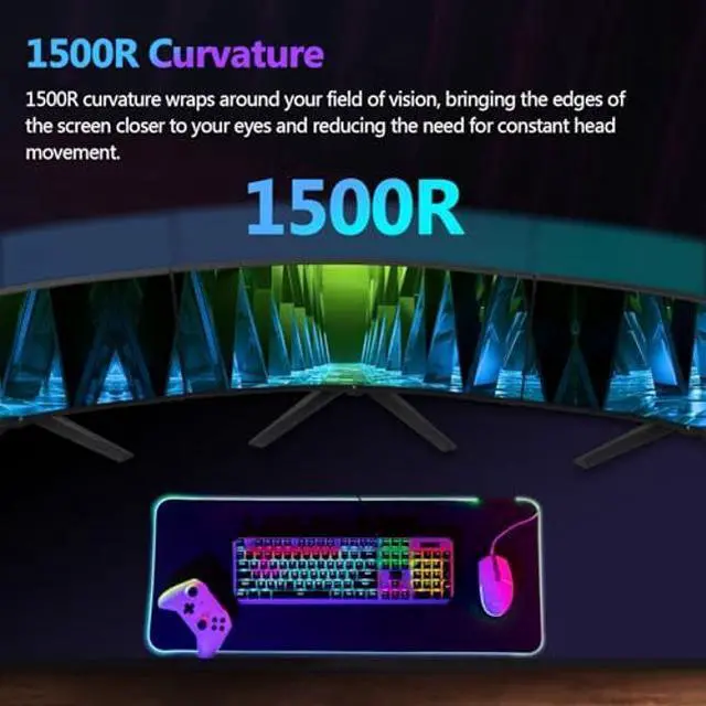Alt view image 4 of 5 - Z-Edge 27 Inch Curved Gaming Monitor 300Hz, 1ms 16:9 FHD 1080P Frameless, UG27S Freesync Eye Care, 2Display Port, 2HDMI