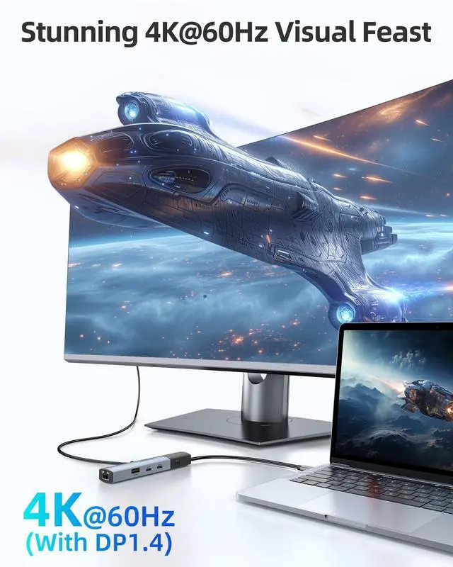 Alt view image 3 of 5 - MOKiN 10Gbps USB C Hub Ethernet, 7 in 1 USB C Adapter for MacBook Pro/Air with 4K@60HZ HDMI, 3*USB-C 10Gbps Data, RJ45, USB 2.0, 100W PD, USB C Dongle for MacBook Pro/Air/Dell/HP/Thinkpad/Lenovo.