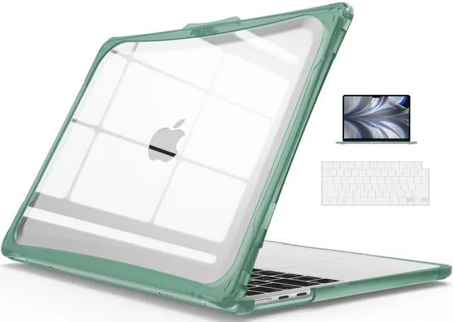 Main image of IBENZER Hexpact Compatible with 2024 2023 2022 MacBook Air 13 inch Case M3 A3113 M2 A2681, Heavy Duty Case & KeyboardCover & ScreenFilm for Mac Air 13.6 Touch ID, Midnight Green, HPE-AT13-KK-MTGN+2