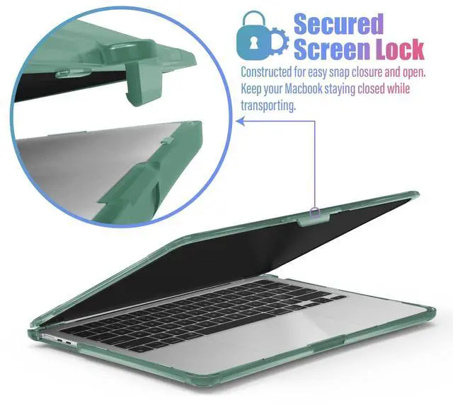 Alt view image 4 of 5 - IBENZER Hexpact Compatible with 2024 2023 2022 MacBook Air 13 inch Case M3 A3113 M2 A2681, Heavy Duty Case & KeyboardCover & ScreenFilm for Mac Air 13.6 Touch ID, Midnight Green, HPE-AT13-KK-MTGN+2