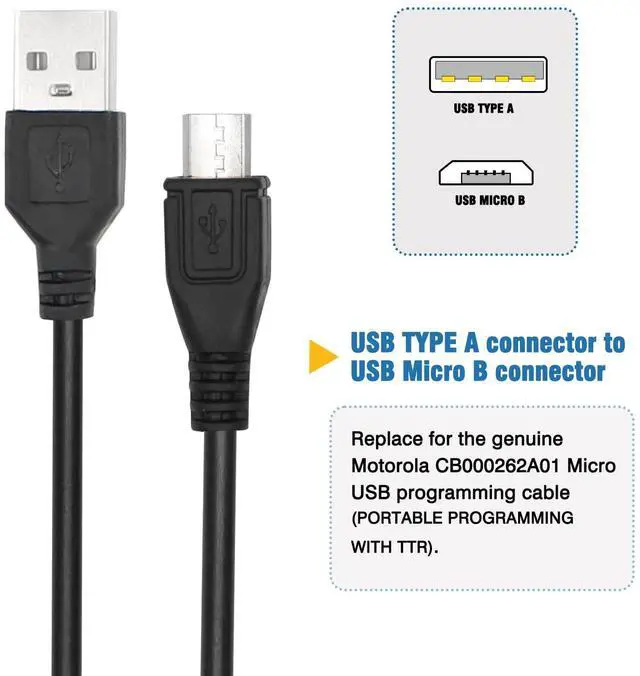 Alt view image 2 of 5 - IFREQTECH 2-Pack Micro USB Programming Cable Compatible for Motorola MotoTRBO SL300 SL3500e SL7550e CP200D Digital Portable Two Way radios Programming Cable CB000262A01