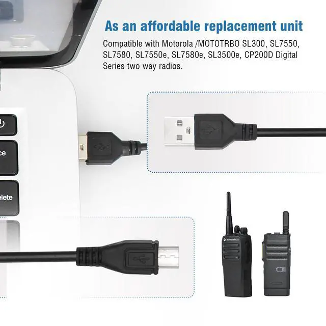 Alt view image 4 of 5 - IFREQTECH 2-Pack Micro USB Programming Cable Compatible for Motorola MotoTRBO SL300 SL3500e SL7550e CP200D Digital Portable Two Way radios Programming Cable CB000262A01