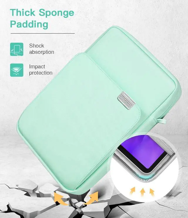 Alt view image 4 of 5 - MoKo 9-11 Inch Tablet Sleeve Bag Fits iPad air 5 10.9" 2022, iPad Pro 11 M2 2022-2018, iPad 10th 10.9, Air 4 10.9, Tab S8 2022, Handle Carrying Case with Shoulder Strap, Mint Green