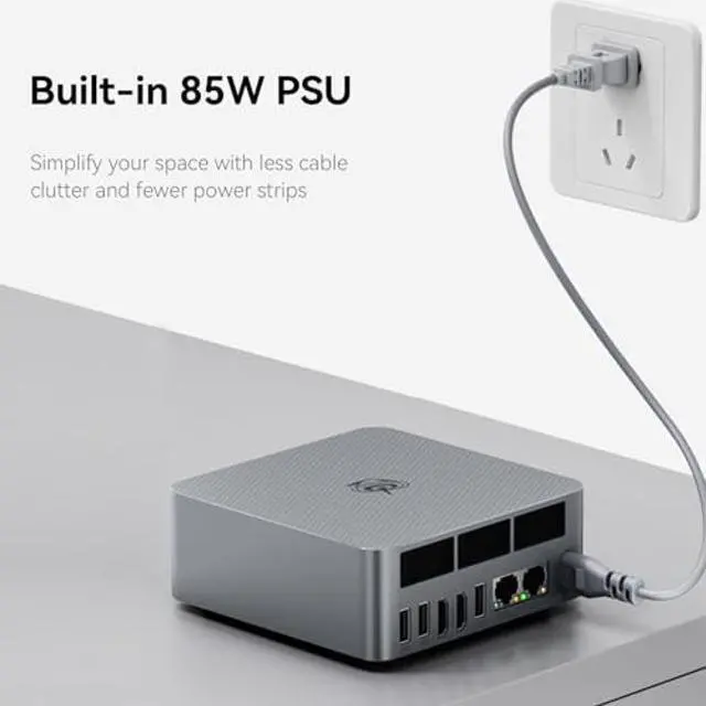 Alt view image 5 of 5 - Beelink EQR6 Ai Mini PC, AMD Ryzen 5 6600U(6C/12T, Up to 4.5GHz), Mini Computer 24G LPDDR5 RAM 500GB NVMe PCIE4.0 SSD, Copilot Micro PC 4K@60Hz Dual Display HDMI/WiFi6/BT5.2/1000Mbps