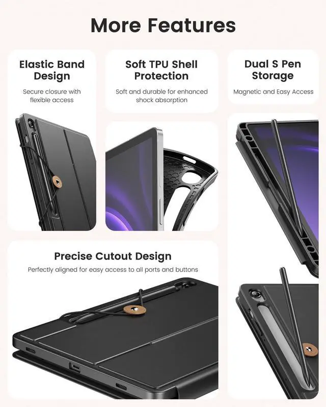 Alt view image 5 of 5 - INFILAND Keyboard Case for Samsung Galaxy Tab S10 FE/S9 FE/S9 with 7-Color Backlight & High Precision Trackpad, Slim Detachable Folder Style Keyboard Case for Tab S9 11" &S10 FE/S9 FE 10.9",Black
