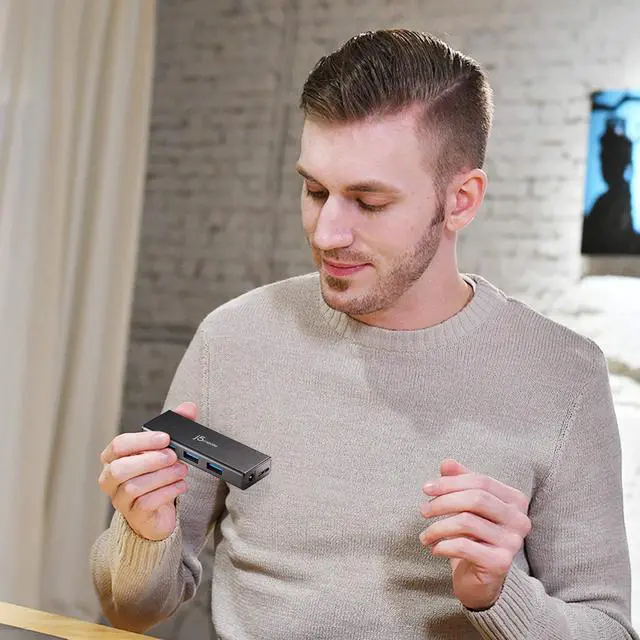 Alt view image 4 of 5 - j5create 4-Port Powered USB 3.0 Data Hub with 2 ft Extended Cable [15W Power Adapter Included] for Mac, MacBook, Windows, Laptop, Surface, XPS, PC (JUH340)