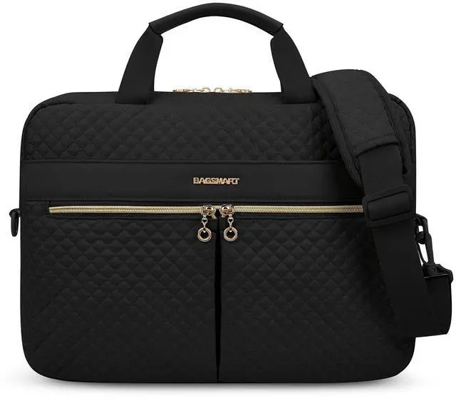 Main image of BAGSMART Laptop Bag, 15.6/17.3 Inch Briefcase for Women Large Laptop Case Computer Bag Office Travel Business, Black