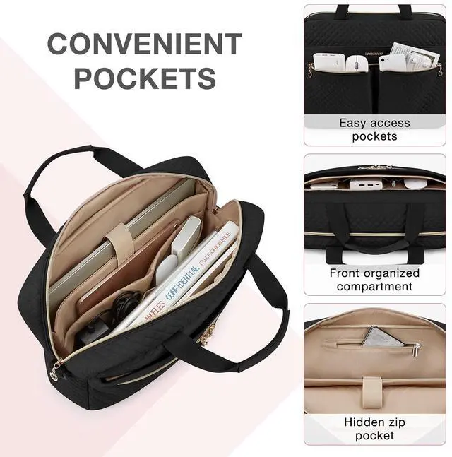 Alt view image 3 of 5 - BAGSMART Laptop Bag, 15.6/17.3 Inch Briefcase for Women Large Laptop Case Computer Bag Office Travel Business, Black