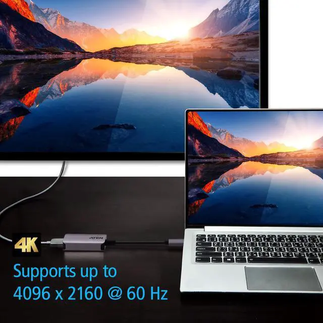 Alt view image 4 of 5 - ATEN UC3008A1 USB-C to 4K HDMI Adapter for USB-C Enabled Laptop or Smartphone to a HDMI 4K 60Hz (4096 x 2160 60Hz) Display, TV or Projector -- Windows, OS X, iPad Pro, Android