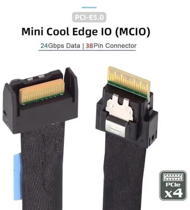 Alt view image 5 of 5 - xiwai PCI-E 5.0 MCIO Mini Cool Edge IO PCI-E 4i 38Pin Male to Slimline 4X SFF-8654 Extender Cable 50cm/1.6ft