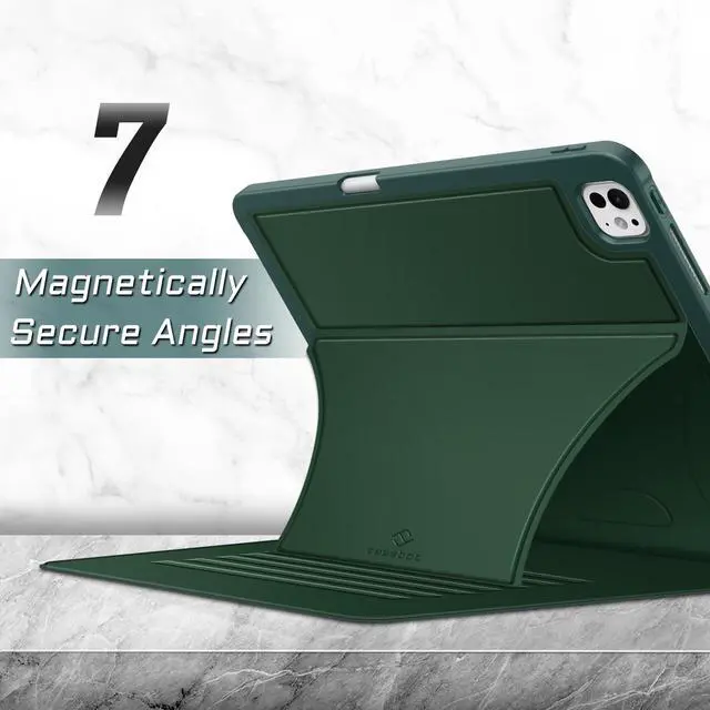 Alt view image 4 of 5 - Fintie Magnetic Stand Case for iPad Pro 13-inch (M4) 2024 - Multiple Angles Shockproof Rugged Soft TPU Cover with Pencil Holder, Auto Sleep/Wake, Green