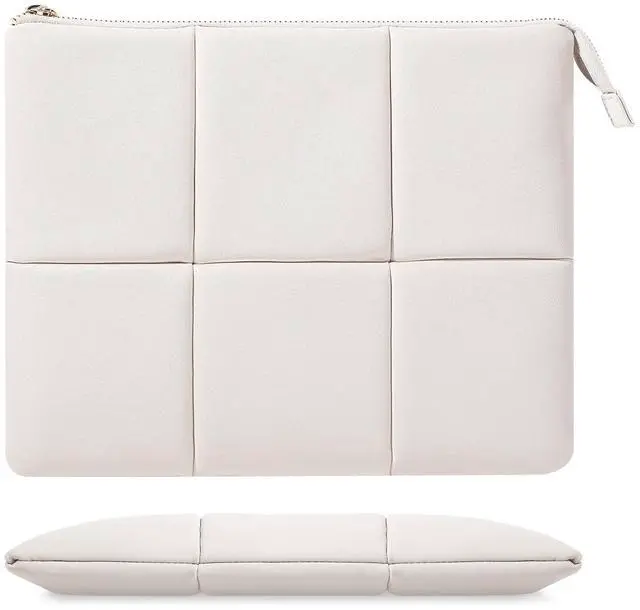 Main image of Moko 12.9 Inch Tablet Sleeve Case, Puffy Tablet Bag Fit with iPad Pro 6th/5th/4th 12.9 inch, Surface Pro 9/8 13", New Galaxy Tab S9+/S8+ 12.4, Built-in Elastic Band, PU Leather Carrying Case, White