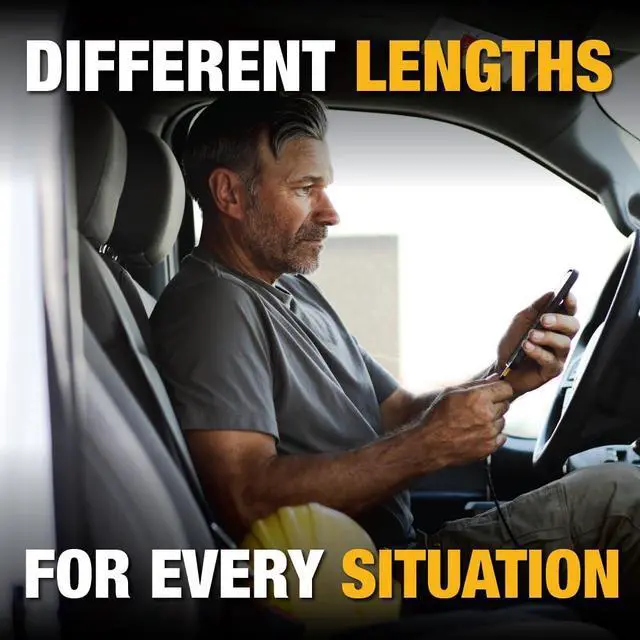 Alt view image 5 of 5 - DEWALT Lightning to USB Cable -- Reinforced Braided Cable for Lightning -- Charger Cord Compatible with iPhone -- Apple Compatible Charging Cable... (USB C to Lightning, 6 Foot)