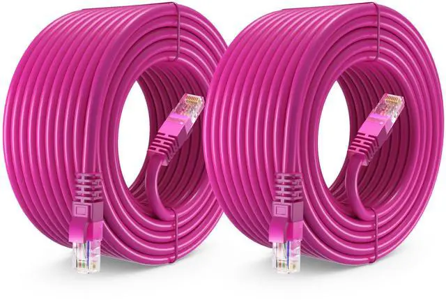Main image of Maximm Cat 6 Ethernet Cable 50 ft (2-Pack) - High-Speed LAN Cable, Internet Cable, Patch Cable, and Network Cable - UTP, 10Gbps, 550MHz Cat6 Cable - Pink