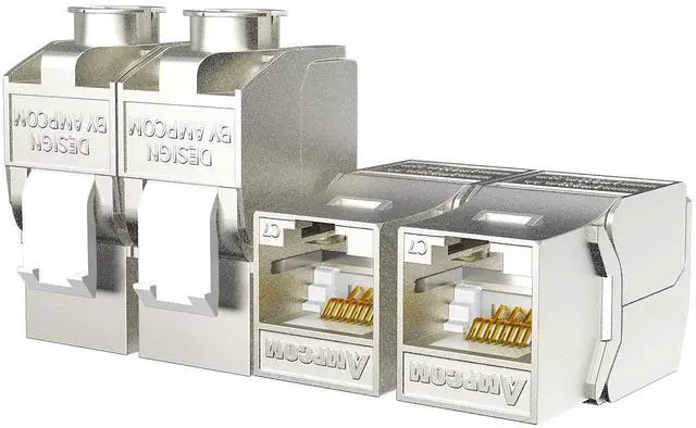 Main image of 5-Pack RJ45 CAT 7 Tool-Less STP Shielded Keystone Jack, AMPCOM Self-Locking Cat7 Keystone Zinc Alloy Module Adapter No Punch-Down Tool Required Coupler for Wall Plate