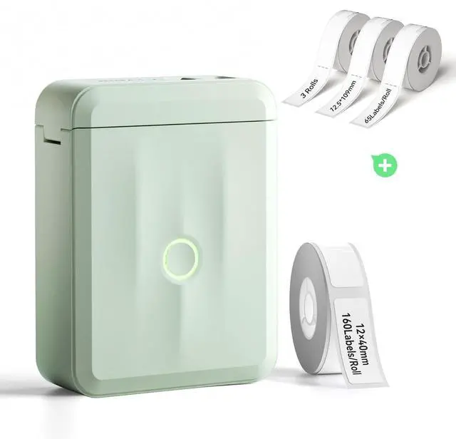 Main image of NIIMBOT D110 Mini Label Maker Machine with Tape (Green) with 3 Rolls White Cable 12.5x109mm-65Labels/Roll