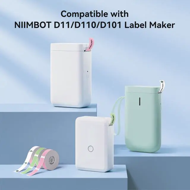 Alt view image 5 of 5 - NIIMBOT D110 Mini Label Maker Machine with Tape (Green) with 3 Rolls White Cable 12.5x109mm-65Labels/Roll