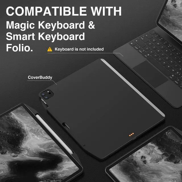 Alt view image 2 of 5 - SWITCHEASY CoverBuddy Lite for iPad Pro & iPad Air Case, Work with Magic Keyboard & Smart Keyboard Folio (Keyboard Not Included) | ONLY for 2018-2022 iPad Pro 11" / 2020-2022 iPad Air 10.9" (White)