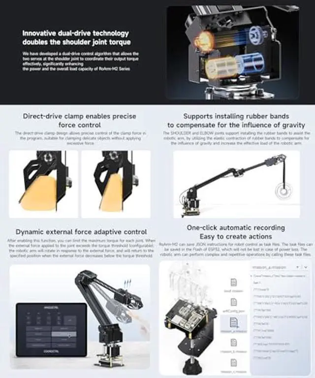 Alt view image 5 of 5 - Waveshare Robotic Arm Kit, Desktop Robot Kit, High-Torque Serial Bus Servo, Based On ESP32, 4-DOF, Supports Expansion and Secondary Development, Wireless Control, New Upgraded with ST3235 Bus Servos